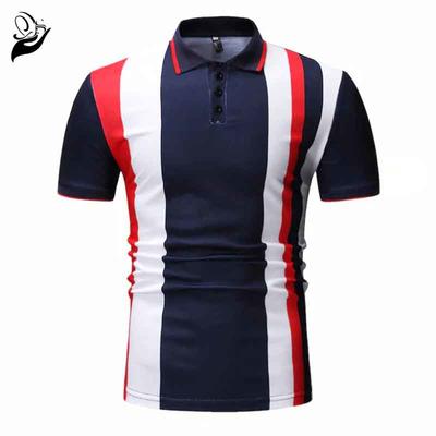 Men Color-Block Striped Polo Shirt