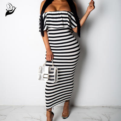 Love Yourself Black and white stripes Midi Dress