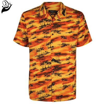 Orange Tie Dye Palm Print Shirt