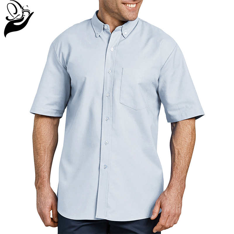 Button-Down Oxford Short Sleeve Shirt, Blue White Stripe